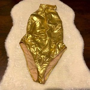 One piece chrome gold swimsuit 🩱